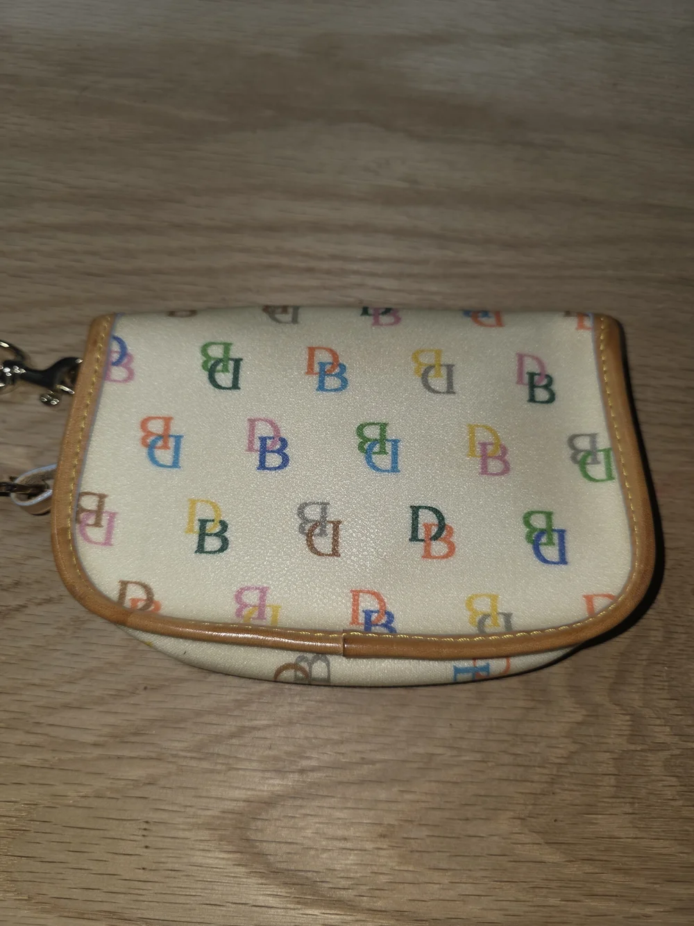 Dooney & Bourke Cream Multicolor DB Logo Wristlet